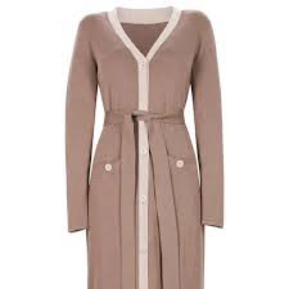 CAbi Brown Cardigan Sweater Long Knit Open Front - Picture 2 of 5